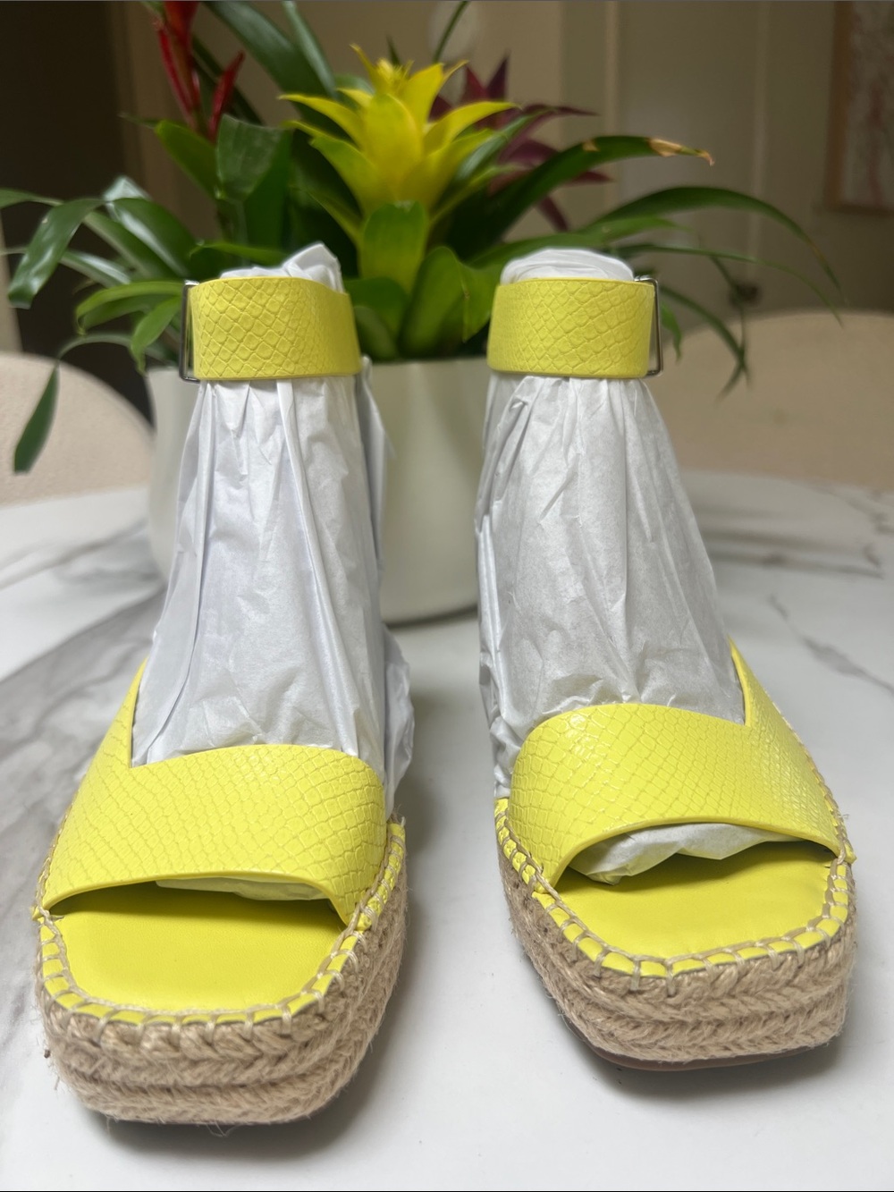 Franco Sarto Yellow Espadrille Platform Sandals